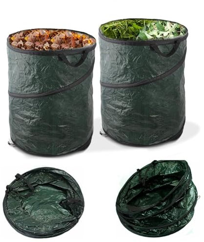 ADEPTNA Large 120L Heavy Duty Strong Pop Up Garden Waste Refuse Rubbish Bag with Handles - Reusable Garden Waste Sack (Pack of 2)
