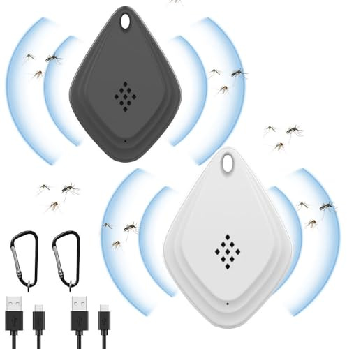 ZOYDP 2 Pack Ultraljud Myggskydd, Bärbar Anti-Ultraljud Myggor, Elektronisk Ultraljudsavstötande För Myggor, Myror, Möss, Spindlar, Flugor, Insekter, Klaffagg