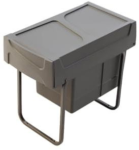 Gedotec Mülleimer M30 | Abfalleimer mit Deckel ausziehbar | 300 mm 1 x 15l | Abfallsammler aus Kunststoff | 1 Stück | Mülleimer Küche Unterschrank | Anthrazit | Einbaumülleimer Küche