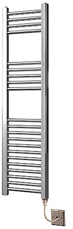 Greened House Chrome Electric Straight Heated Towel Rail 300mm wide x 1200mm high Bathroom Towel Radiator