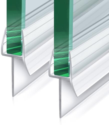 2 Pack Frameless Shower Door Bottom Seal with Long Sweep, Ultra Clear Glass Door Silicone Seal Strip (1/2'' X 36'') Suitable for 12mm Glass -Stop Shower Leaks Frameless Shower Door Seal Strip