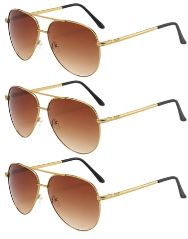 FUIPVGI 3 Pièces Lunettes de Soleil Polarisées, Pilote Lunettes de Soleil Polarisées Décontractées Homme Femme, Protection UV Lunettes Rétro Ultralégères Verres Anti-Reflets Conduite Pêche Sports.