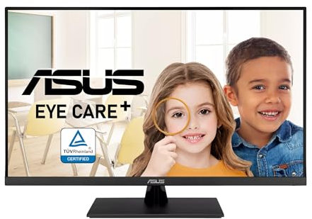 ASUS VP327Q Eye Care, Monitor da 31,5 4K UHD VA (3840 x 2160), 60 Hz, 4ms (GTG) Response Time, 99% sRGB, Adaptive-Sync, DisplayPort, HDMI, Flicker Free, Filtro Luce Blu, Montabile a Parete, Nero