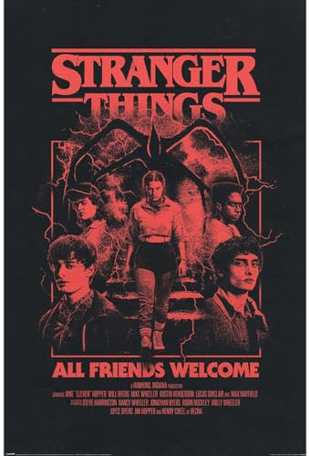 Pyramid International Stranger Things 5 (All Friends Welcome) - Maxi poster, 91,5 cm x 61 cm, con licenza ufficiale Netflix, taglia unica