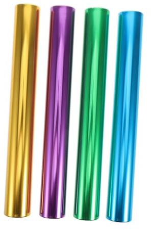CIYODO Bastones de Relevos para Pista de Carreras de Aleación de Aluminio Electrochapados 4 Piezas de 27 CM Colores Morado Dorado Verde y Azul y Reutilizables para Competiciones y