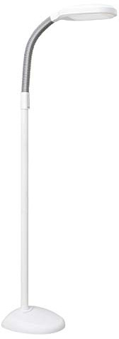 Verilux SmartLight Full Spectrum LED Modern Floor Lamp with Adjustable Brightness, Flexible Gooseneck and Easy Controls - Reduces Eye Strain and Fatigue - Ideal for Reading, Artists, Craft (White)