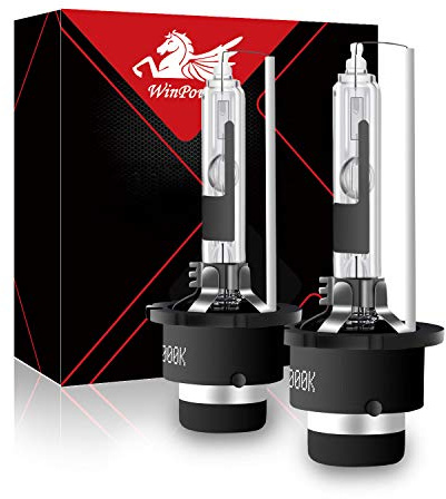 WinPower D2R Xenón HID Bombilla 35W Kit de recambio de lámpara 6000K Blanco Stents metálicos Base 12V Conversión de linterna de coche, 2 Bulbos