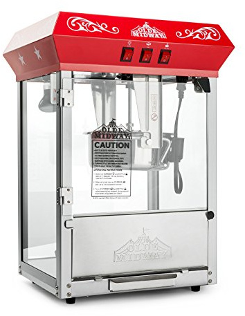 Olde Midway Bar Style Popcorn Machine Maker Popper with 10-Ounce Kettle - Red