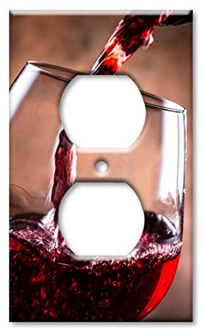 Art Plates Duplex Outlet Cover Decorative Metal Wall Plate - Pouring Red Wine - (Made in USA)
