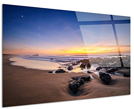 DECLINA, tableau mural, décoration murale, impression sur verre acrylique, photo plage de Capbreton, paysage côtier, art mural, cadre design, déco bord de mer, tableau contemporain