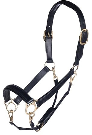 HKM Lederhalfter -Gold- Halfter 9100 Schwarz Pony