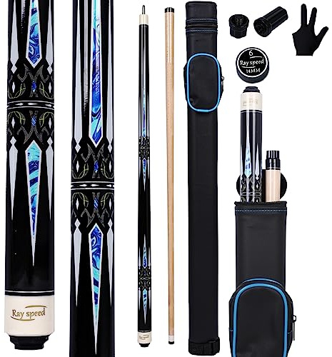 Ray speed Pool Cue Stick with Hard Case Hardwood Canadian Maple Professional Billiard Pool Stick 58 2-Pieces 19/20oz Pool Stick Set