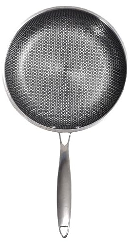 HEMOTON Edelstahl-wok Grillpfannen Paella-kochpfanne Pancake Pfanne Flache Grillpfanne Wabenpfanne Antihaft-pfanne Wok Aus Stahl Wokpfanne Mit Griff Chinesische Pow-wok 28c Ei Gemüsetopf