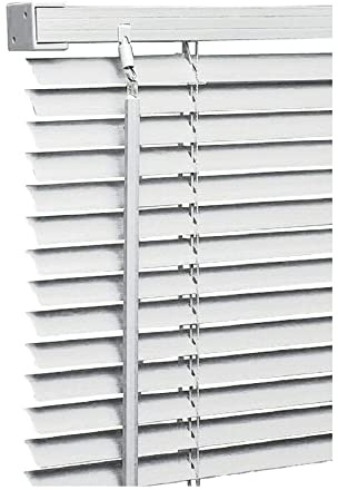 White PVC Plain Venetian blinds - Metal Headrail & Fittings - 25mm Thin slats Trimmable Easy fit - window Treatment Shutters - Home Offices Blind (Width 240cm x Drop 213cm)