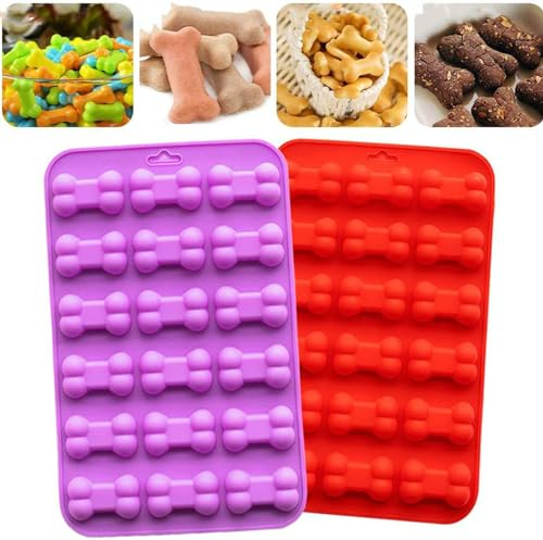 KOBOKO Backmatte Hundekekse, Silikon Backmatten für Hundeleckerlies, Hundeleckerli Backmatte, 2 Stück Hundebackmatten, Silikonformen für Knochen, für Schokolade, Süßigkeiten, Eiswürfel, Hund Behandel