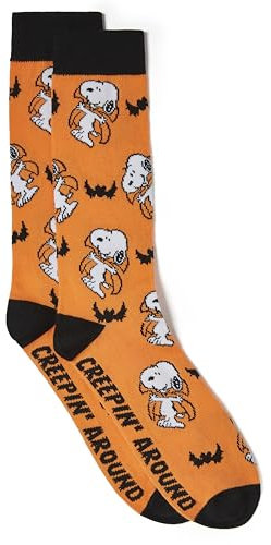 Peanuts Herren Snoopy Halloween Single Novelty Crew-Socken, Orange Basic, 43-47 EU