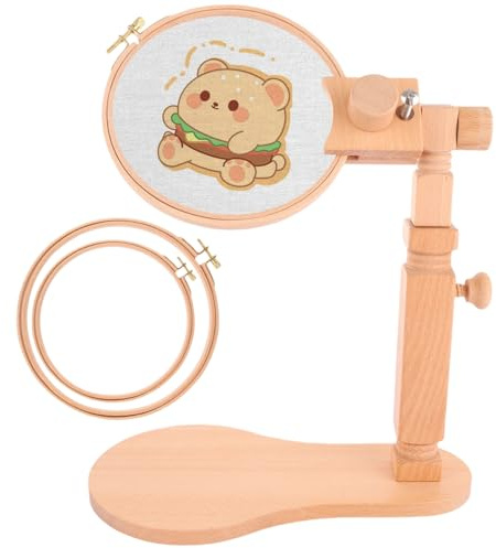 LDXDRU Adjustable Embroidery Stand, Wooden Cross Stitch Frame and 15cm & 20cm Stand, Table Top Embroidery Frame Stand Cross Stitch Holder for Art Craft Sewing Projects