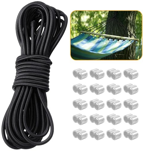 LINSOCLE Cordel Elastique 10mm X 10m, Cuerda de Goma para Lona de Remolque, Cuerda Expansora para Remolques, Negra Cuerda de Lona Resistente a la Intemperie para Uso versátil