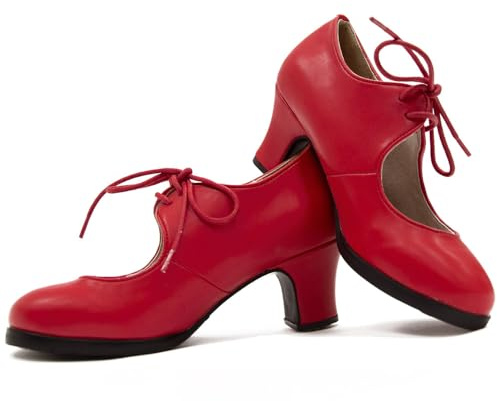 El Rocio desde 1980 Scarpa Fenicottero Doppia Suola e Lacci, rosso, 38 EU