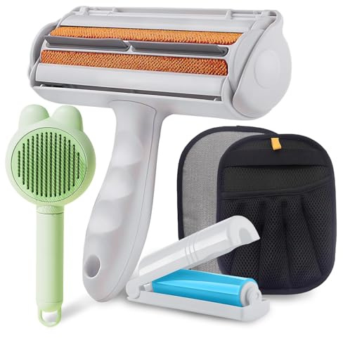 SUNXBUK Cepillo Quita Pelos Mascota,Cepillo Gatos Quitapelo,Rodillo Quitapelos Mascotas,Guante Pelo Gato,Quita Pelos Gato para Alfombras,Ropa y Sofá,Fáciles de Limpiar y Usar