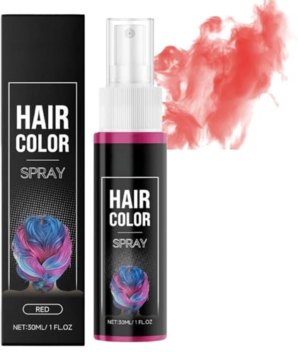 Temporary Hair Colour Spray, Red & Pink Hair Dye Sp/ray with Shimmer Effect,Quick-Dry Washable One Time Hair Wax for Women,Instant Hair Color Spr/ay for Adults, Easy to Use,Save Your Money & Time(Red)