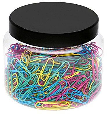 WEDO 90124450079 Büroklammern Metall 27 mm, 500 Stück mit Nylon Überzug in praktischer Dose, farbig sortiert