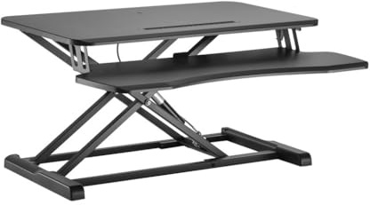 YO YO 80-S (Slim) Standing Desk Converter | For Healthier Lifestyle | Height Adjustable Desk Riser For A Single Monitor | Stand Up Desk Converter | Desk Risers | 80cm | Black