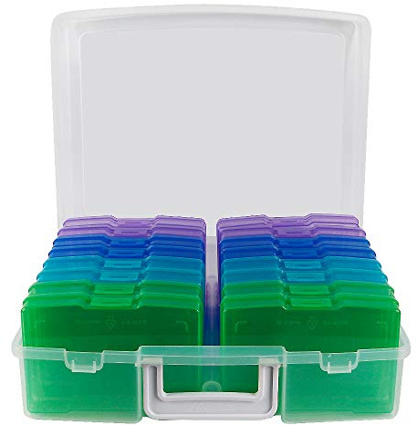 Novelinks Photo Case 4 x 6 Photo Box Storage - 16 Inner Photo Keeper Photo Organizer Cases Photos Storage Containers Box for Photos (Cool-Colored)