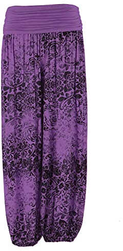 TEXTURE Ladies Womens Italian Lagenlook Floral Print Viscose Boho Harem Ali Baba Trouser Pants Joggers One Size