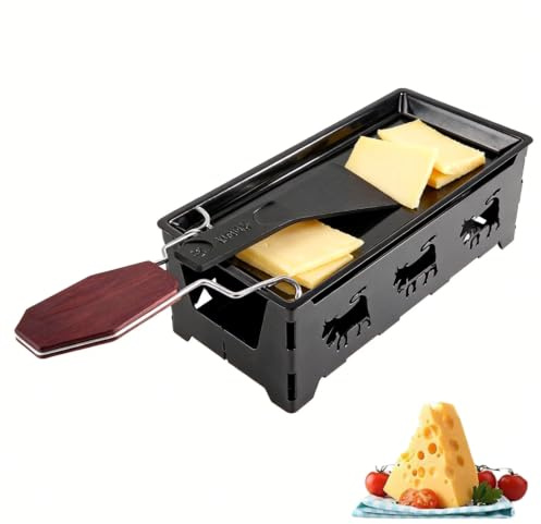 Raclette Grill mit Rahmen und Spatel, Tragbare Racletteofen mit Teelicht