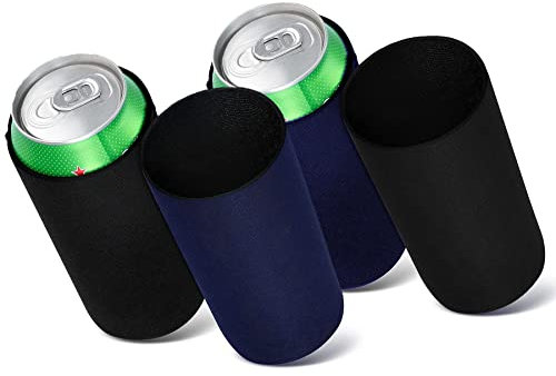 4 Pezzi Beer Coozies Raffreddatore per Lattine Raffredda Bottiglie Cooler Giacca Di Raffreddamento per per Feste Della birra Riunioni di Famiglia Lattina di Birra Nero e blu