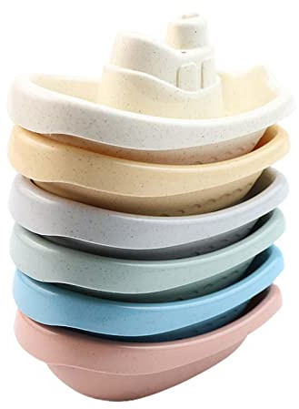 perfk 6 Pièces Bateaux de Bain Flottants Fun Baignoire Temps Bateau Empilable pour Enfants