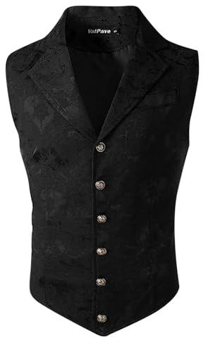 RUMAOZIA Chaleco Vintage para Hombre, Steampunk, Gótico, Cuello Alto, Botón, Corbata, Medieval, Oktoberfest, Renacentista, de Cuero para Carnaval, Halloween