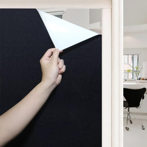 DIFIT Pellicola oscurante per vetri, non adesiva, senza residui, rimovibile, opaca, antistatica, per il controllo del calore, Pellicola per vetri privacy anti-UV per casa(bianco e nero, 30x120 cm)