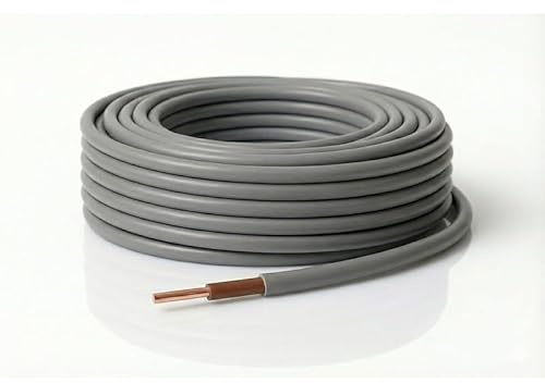 LampStation 6181Y Single Core Cable 1.5mm Brown Live Wire 2 Metres | BASEC approved BS 6004, double insulated grey PVC sheath, solid copper, for surface wiring, switch drops and lighting