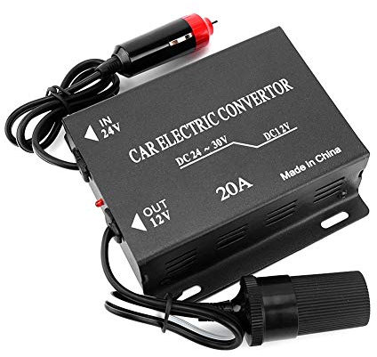 TKSE Step Down Transformer,Power Converter, Step Down Power Supply Car Truck Electric Inverter Voltage Reducer 20A Car Power Supply Converter Transformer 24V to 12V Cigarette Lighter Type