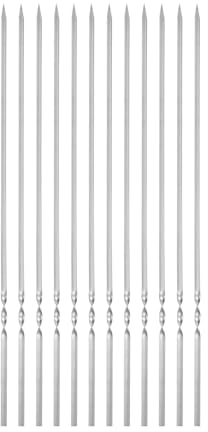 QUARKZMAN 12Pcs Brochettes de Barbecue en Métal 40 cm x 5 mm x 1,4 mm en Acier Inoxydable, Bâtonnets Plats Réutilisables pour Barbecue BBQ en Plein Air, Grillades de Viande et Légumes
