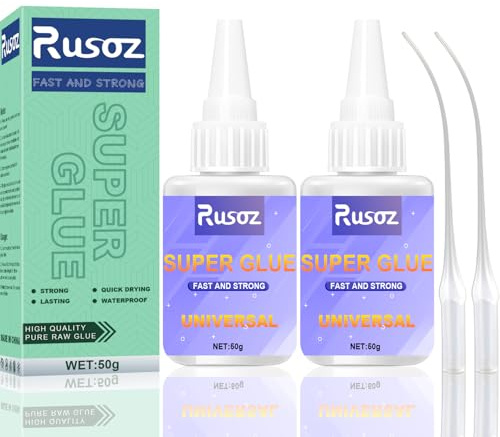 Rusoz Sekundenkleber Extra Stark, 100g Wasserfester und Hitzebeständiger Superkleber, Sekundenkleber Extra Stark für Alles mit Sofortwirkung für Verschiedene Materialien
