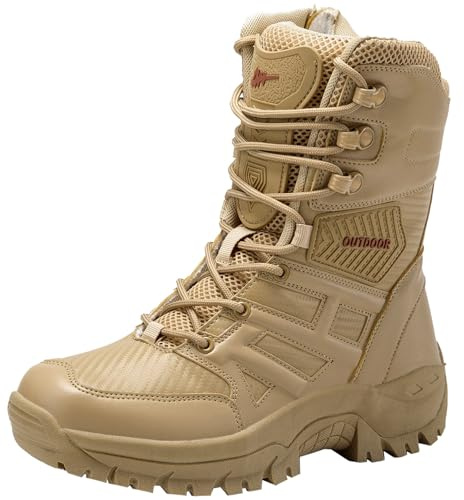 CHICMARK Botas de combate duraderas para hombre con cremalleras laterales/Botas militares antideslizantes y botas tácticas