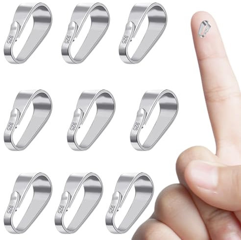 9 Stück Collierschlaufen,Ösen Schmuck Verschluss,Anhängerschlaufe Ösen Anhänger,Kettenverschluss Silber 925,Geeignet für Halskette,Anhängerverbindung,DIY-Schmuckherstellung