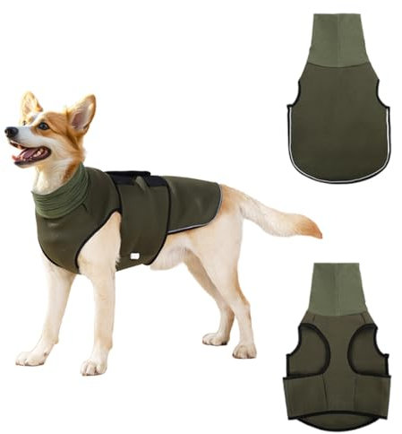 WRQIOO Hundemantel mit Beruhigender, 2 in 1 Beruhigungsweste für Hunde, Anti Stress Weste Hund, Calming Shirt Hund mit Ohrenschutz und Reflektorstreifen,Angst Beruhigungsjacke,Thundershirt H-und(L)