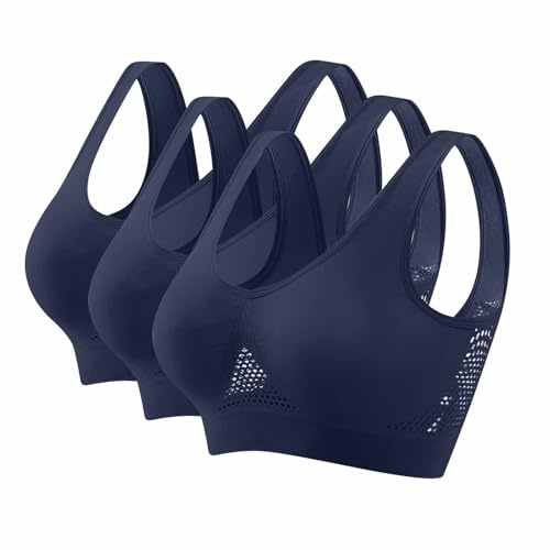 3 Pack Sujetador Deportivo Mujer Alto Impacto Talla Grande Sujetador Sin Aros Reducto Push Up con Relleno Suaves Cómodo Transpirable Sostenes de Mujer Sin Costuras Sports Bra