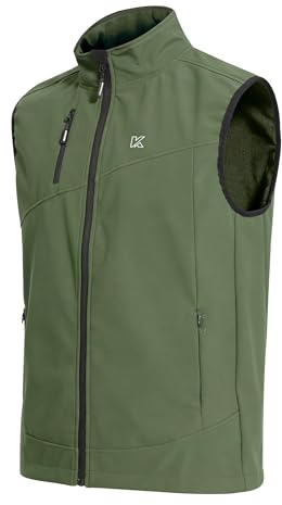 KUTOOK Chaleco Softshell Hombre Deporte Maillot sin Mangas Senderismo Ciclismo Ropa Mtb Invierno Otoño Impermeable Cortaviento Chaqueta Bicicleta Montaña Carretera Verde S