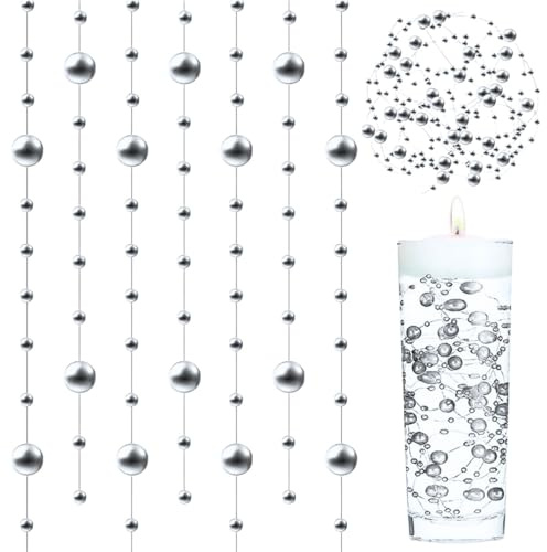 18 pezzi di corda di perle d'argento 1,3 m per candele galleggianti candele galleggianti, decorazione vasi, centri da tavola, matrimoni, feste e composizioni creative dell'acqua
