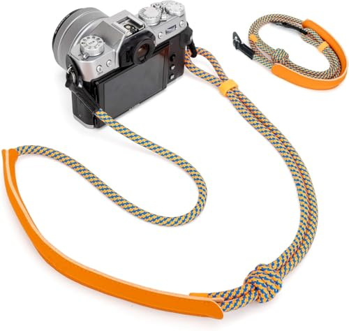 128cm Adjustable Vintage Braided Rope Camera Neck Shoulder Strap for Fuji Fujifilm XT50 XT30 XT20 X-E5 XE3 XE2 XT5 XT4 XT3 XT2 XS20 XS10 X100F X100T X-Pro3 X-Pro2 GFX100RF GFX 100S II GFX50SII-Orange