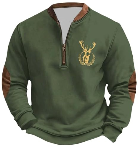 Genérico Jersey para Hombre de Caza Ciervo Estampado Sudadera sin Capucha Manga Larga Jersey de Trabajo Camiseta Deportiva Ligera Ropa Deportiva Ropa Deportiva Manga Larga Invierno Ropa Ocio Ropa de