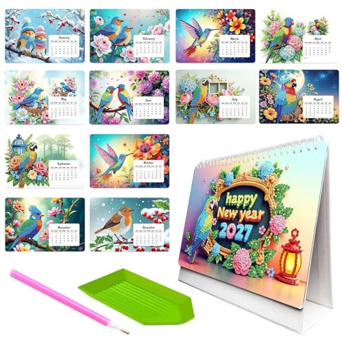 Gör-Det-Själv Strassmålningskalender,Bordsdekoration,2027 Års Skrivbordskalender - För Schemaläggning, Organisering Och Planering I, På Kontoret, I Skolan Och För Studier Året