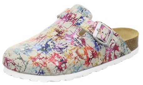 AFS-Schuhe 2900 Clogs Damen, Bequeme Hausschuhe verstellbar, echt Leder (41 EU Mehrfarbig/bunt)