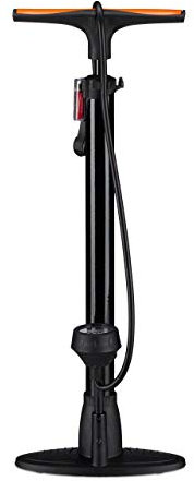 Relaxdays Profi Standpumpe mit Manometer, Doppelpumpenkopf, Universal Luftpumpe, alle Ventile, Adapter, 60 cm, schwarz