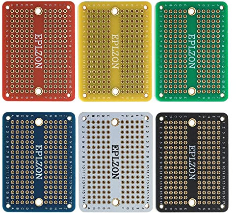 EPLZON Plated Mini PCB Solder-able Breadboard for Electronics Projects Compatible with Arduino Soldering Projects 2.0x1.5 mixed color(pack of 6pcs)